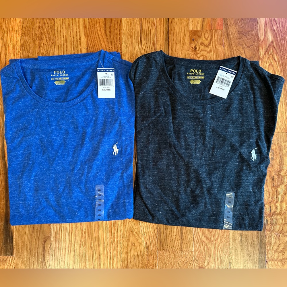 Polo Lauren Classic Short SleeveT Shirts (2 Shirt Bundle Black / Blue) NWT XXL